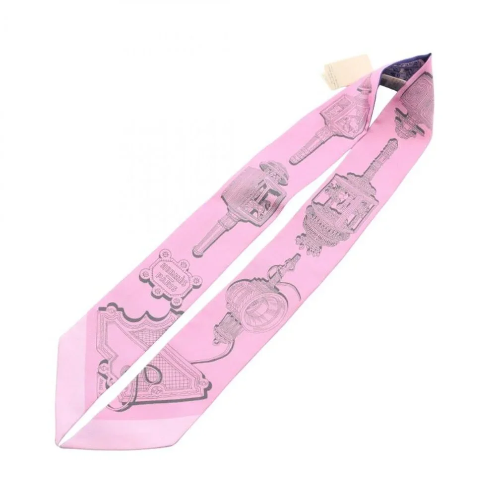 Hermes Scarf Twill Merveilleuses Lanternes Pink Silk Pink Multicolor - Picture 2 of 5